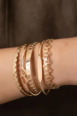 Fashion Dear-Lover Plated Valentines Bracelet 5pcs Set Gold