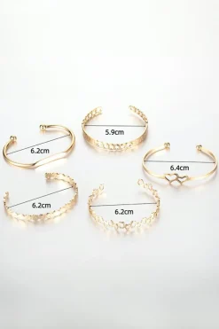 Fashion Dear-Lover Plated Valentines Bracelet 5pcs Set Gold