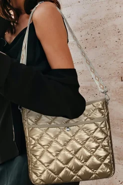 Sale Dear-Lover Quilted Large Capacity Shoulder Bag Gold