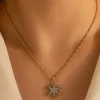 Sale Dear-Lover Rhinestone Snowflake Christmas Fashion Necklace Gold