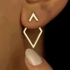 Fashion Dear-Lover Rhombus Shape Plated Alloy Stud Earrings Gold