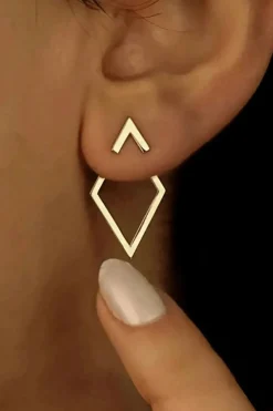Fashion Dear-Lover Rhombus Shape Plated Alloy Stud Earrings Gold