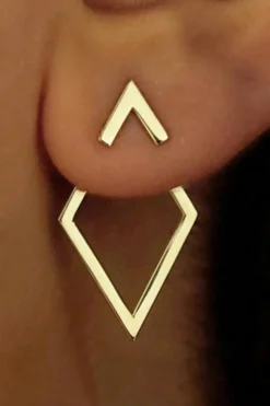 Fashion Dear-Lover Rhombus Shape Plated Alloy Stud Earrings Gold