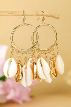 Outlet Dear-Lover Seashell Charm Hoop Dangle Earrings Gold