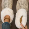 Online Dear-Lover Sequin Plush Lined Thick Sole Snow Boots Gold