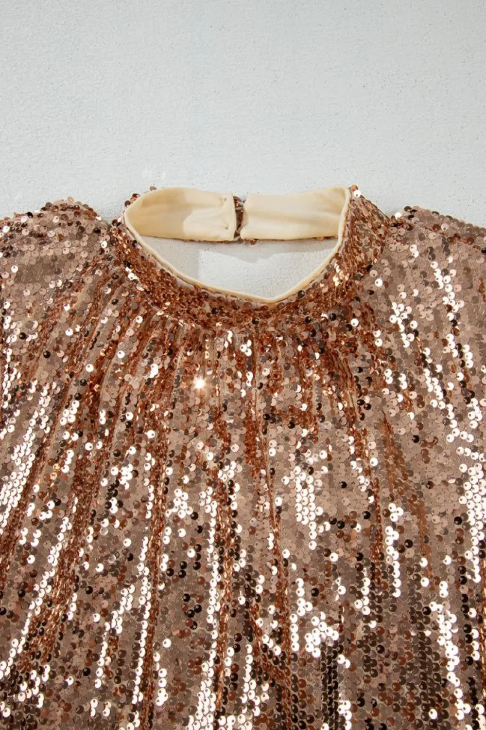 Discount Dear-Lover Sequined Long Sleeve Cutout Back Mini Dress Gold