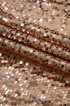 Discount Dear-Lover Sequined Long Sleeve Cutout Back Mini Dress Gold