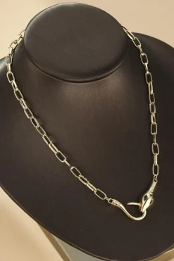 Hot Dear-Lover Snake Design Rhinestone Decor Plated Chain Necklace Gold