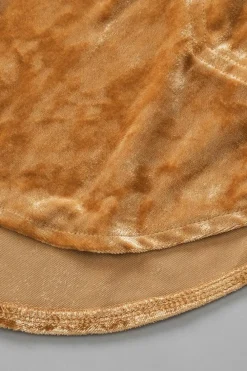 Hot Dear-Lover Solid Color Button Up Loose Fit Velvet Shirt Gold
