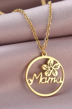 Sale Dear-Lover Special Gift Floral Mama Letter Necklace Gold