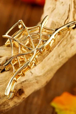 Hot Dear-Lover Spider Web Shape Plated Halloween Hair Clip Gold