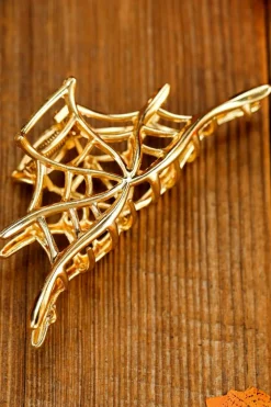 Hot Dear-Lover Spider Web Shape Plated Halloween Hair Clip Gold