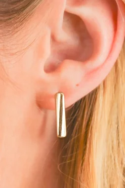 Clearance Dear-Lover Square Hook Plated Alloy Stud Earrings Gold