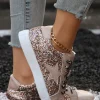 Outlet Dear-Lover Star Sequin Patchwork Leopard Lace-up Shoes Gold