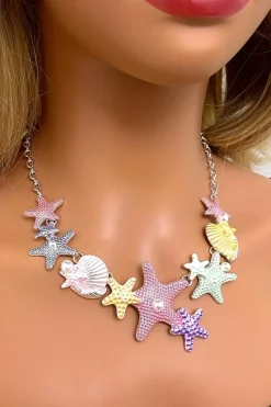 Clearance Dear-Lover Starfish Seashell Pearl Adjustable Chain Necklace Gold