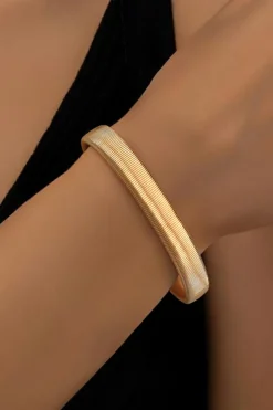 Clearance Dear-Lover Stretchy Plated Metal Wide Bangle Gold