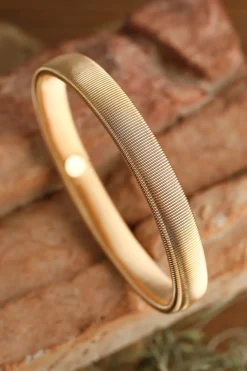 Clearance Dear-Lover Stretchy Plated Metal Wide Bangle Gold