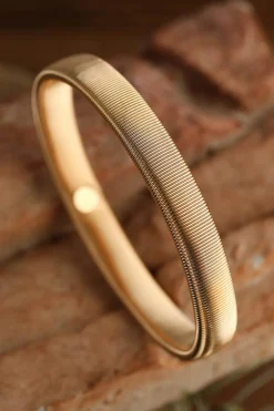 Clearance Dear-Lover Stretchy Plated Metal Wide Bangle Gold