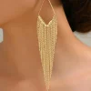Online Dear-Lover Tassel Long Chain Dangle Earrings Gold