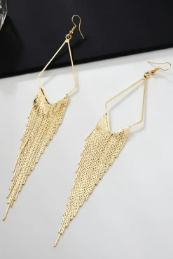 Online Dear-Lover Tassel Long Chain Dangle Earrings Gold