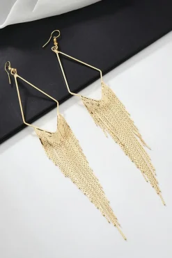 Online Dear-Lover Tassel Long Chain Dangle Earrings Gold