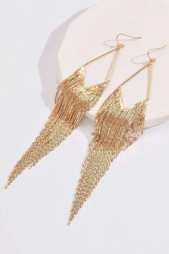 Online Dear-Lover Tassel Long Chain Dangle Earrings Gold