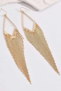 Online Dear-Lover Tassel Long Chain Dangle Earrings Gold