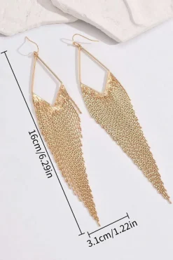 Online Dear-Lover Tassel Long Chain Dangle Earrings Gold