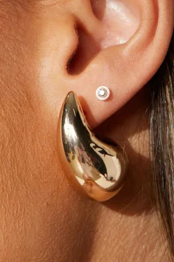 Outlet Dear-Lover Teardrop Plated Alloy Stud Earrings Gold