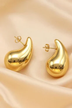 Outlet Dear-Lover Teardrop Plated Alloy Stud Earrings Gold