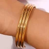 Discount Dear-Lover Three Layered Notched Design Bangle Gold