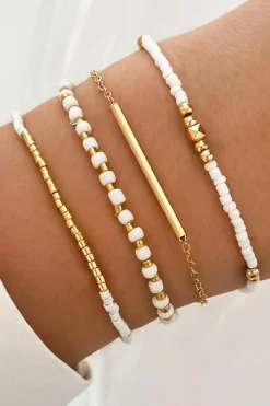 Fashion Dear-Lover Tiny Beaded Multi Layer Bracelet Set Gold