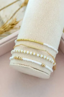 Fashion Dear-Lover Tiny Beaded Multi Layer Bracelet Set Gold