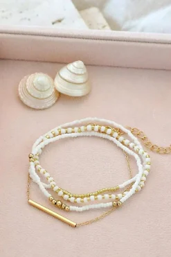 Fashion Dear-Lover Tiny Beaded Multi Layer Bracelet Set Gold