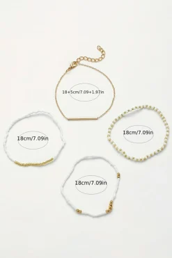 Fashion Dear-Lover Tiny Beaded Multi Layer Bracelet Set Gold