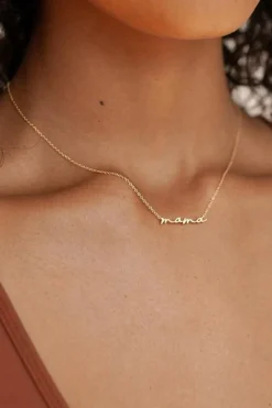 Discount Dear-Lover Tiny Mama Script Necklace Gold