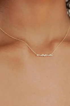Discount Dear-Lover Tiny Mama Script Necklace Gold