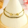 Hot Dear-Lover Triple Heart Double Layer Adjustable Chain Bracelet Gold