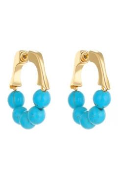 Clearance Dear-Lover Turquoise Bead Plated Alloy Hook Earrings Gold