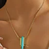 Clearance Dear-Lover Turquoise Metal Bars Chain Necklace Gold