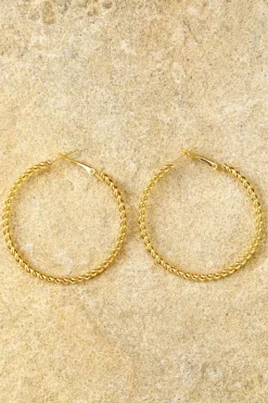 Outlet Dear-Lover Twisted Detail Plated Alloy Large Hoop Earrings Gold