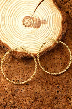 Outlet Dear-Lover Twisted Detail Plated Alloy Large Hoop Earrings Gold