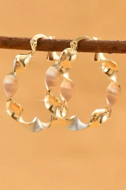 Online Dear-Lover Twisted Plated Alloy Hoop Earrings Gold