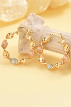Online Dear-Lover Twisted Plated Alloy Hoop Earrings Gold