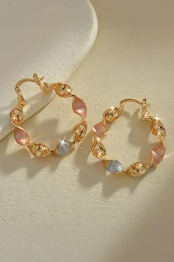 Online Dear-Lover Twisted Plated Alloy Hoop Earrings Gold