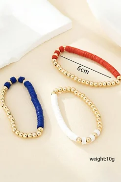 Online Dear-Lover US Flag Theme Beaded Triple Layer Bracelets Gold