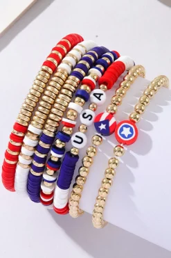 New Dear-Lover USA Multi Beading Layered Bracelet Gold