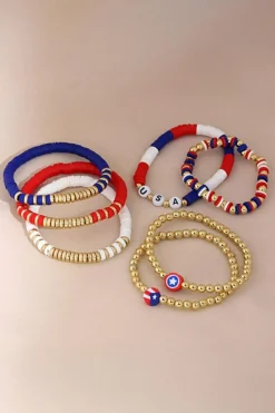 New Dear-Lover USA Multi Beading Layered Bracelet Gold