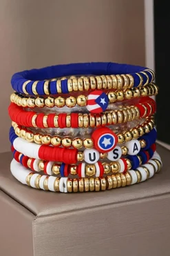 New Dear-Lover USA Multi Beading Layered Bracelet Gold