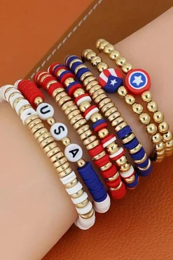 New Dear-Lover USA Multi Beading Layered Bracelet Gold